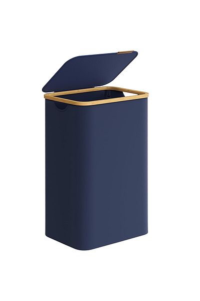 SONGMICS Fabric laundry basket, foldable, removable compartment, 90L, 42x32x71 cm, blue
