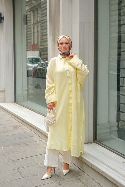 LOCCO Women's Midi Length Shirt Yellow