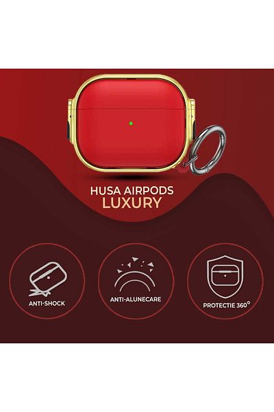 Timebox Protective case for Apple Airpods Pro, shockproof and anti-scratch - Luxury, Red/Gold