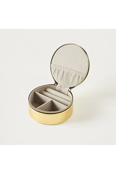 Syloon Solid 4-Compartment Jewellery Organiser with Zip Closure - 13x13x6 cms