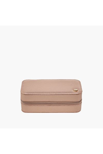 Lifestyle Textured Jewellery Box with Zip Closure - 20x7x7 cms