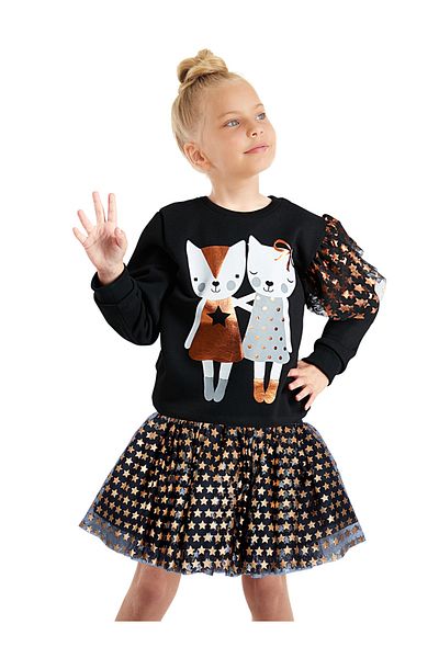Denokids Girl's Star Black Tulle Tutu Skirt