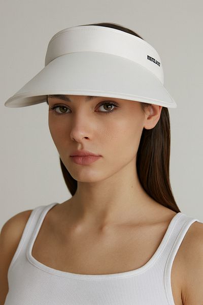 CosmoOutlet Women's Wide Visor Adjustable Sun Visor Model Cream Hat