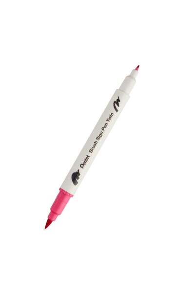Pentel Brush Sing Pen Twin Double Sided Brush Tip Pen Carmine