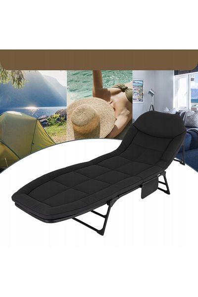 zola Pat pliabil camping, reglabil 5 trepte, saltea moale, cadru fier, 110 kg, 193 x 66 x 31 cm