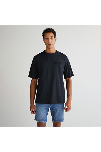 Gant Erkek Siyah Relaxed Fit Bisiklet Yaka Logolu T-Shirt