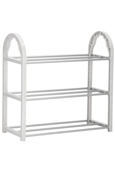 SERSIMO Pantofar PVC si metal, cu 3 rafturi, 49x48cm, argintiu