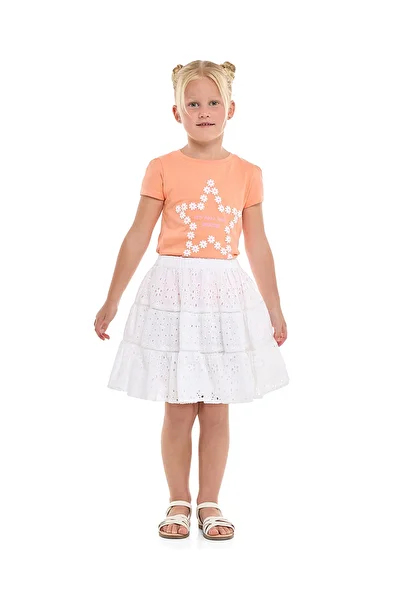 R&B Schiffli Mini Skirt with Elastic Waist