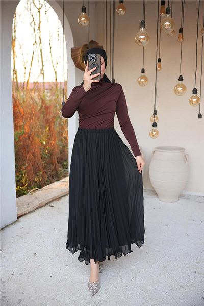 Bwest Pleated Skirt - (38-46) - 71262 - Navy Blue