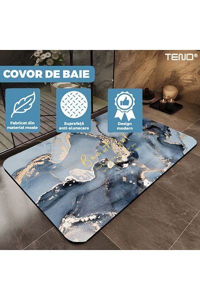Teno Covor de Baie Universal Teno®, spuma de silicon si diatom, 50x80 cm,albastru deschis
