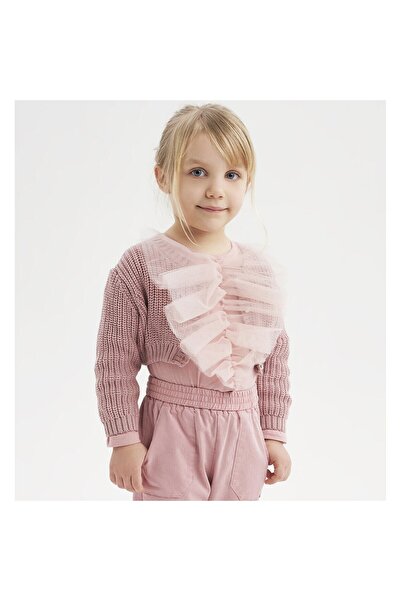 Sarabanda Bluza cu aplicatie tull pentru fetite, Sarabanda, Roz, 104-110 cm