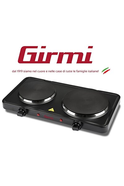 Girmi Electric Hot Plate - PE36 Black, 2 Burners, Separate Control, 2500W