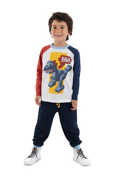 Denokids Bricks Dino Boy's T-Shirt Pants Set