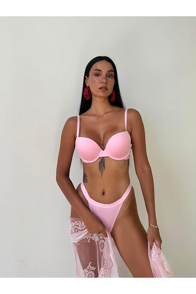 Cansoy Pink Bra Set with Bamboo Fabric Support (730t)