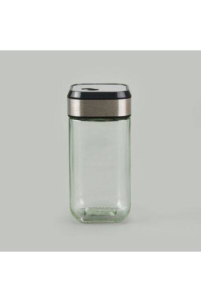 MATMEL Square Glass Salt Shaker with Swivel Lid - Transparent / Black - 100 ml