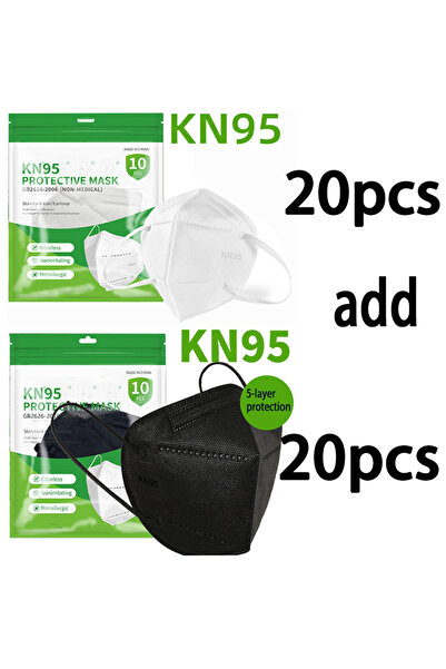Choice5 White20 add Black20 50/100pcs Black and White Masks Adult KN95 Masks ...