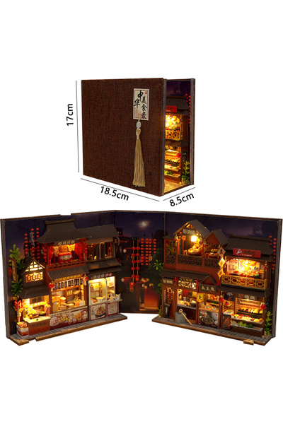 Choice مجموعة رفوف كتب TC27، بيت دمية خشبي مضاء، مجموعة ركن كتب DIY، نموذج تج...