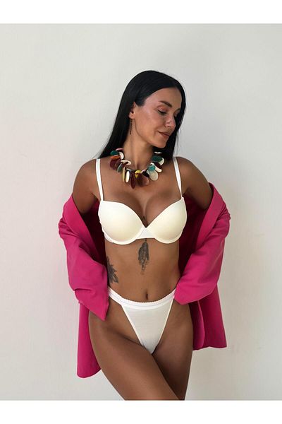 Cansoy Ecru Bra Set with Bamboo Fabric Support (730t)