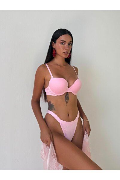 Cansoy Σετ ροζ σουτιέν με υποστήριξη από ύφασμα μπαμπού (730T)