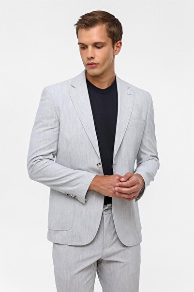 SÜVARİ Gri Slim Fit Desenli Mono Yaka 6 Drop Spor Takım Elbise