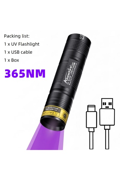 Choice SV110-365nm 365nm UV LED Mini Flashlight USB Rechargeable Black light Invisible Ink Marker Nail poli