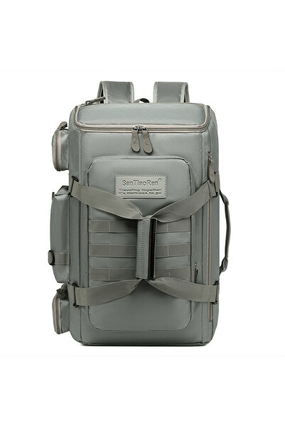 Choice حقيبة رياضية رمادية كبيرة السعة، حقيبة ظهر للسفر، حقيبة كتف منفصلة للأ...