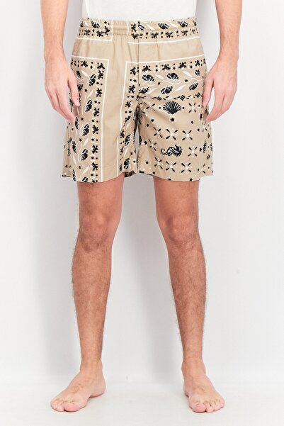 MSGM Men Allover Print Shorts, Taupe