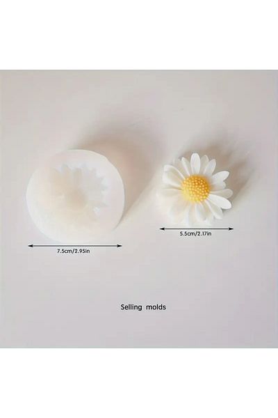 Choice White Silicone Daisy Candle Mold 1pc Flower Shaped DIY Craft Mold, Easy to Clean & Release, Round Mo