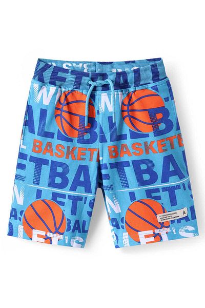 Pine kids Shorts with Basket Ball Print - Aquarius