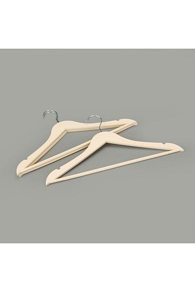 Simple Living Wood Look 3-Piece Plastic Hanger - Cream - 43X23 cm