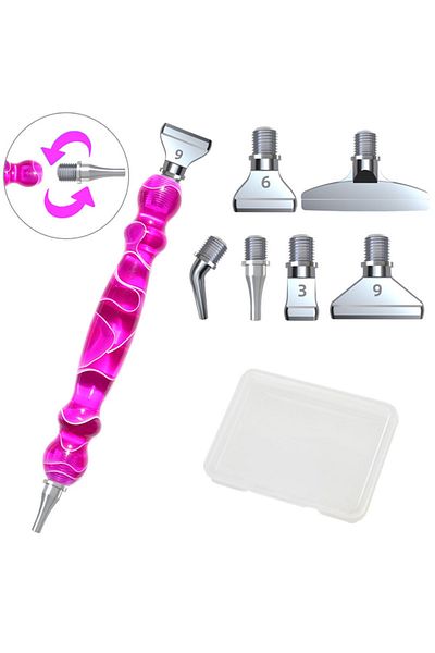 Choice D Purple Metal Tip Diamond Painting Pen Set with Comfortable Ergonomic Grip -6 Pen Tips, Resin Diamo