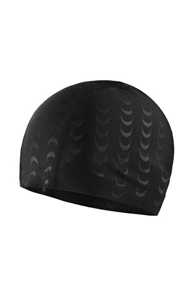 Choice قبعة سباحة نسائية ورجالية من سباندكس، سوداء اللون، بطبعة حروف من جلد ا...