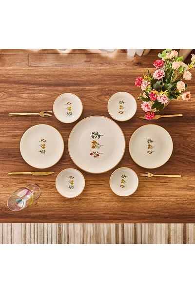 MATMEL Kitchen 12 Piece Crispy Floral Ceramic Breakfast Set - Colorful