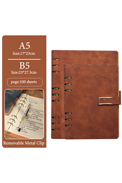 Choice4 A5 Brown A5/B5 Loose-Leaf Notebook,Simple Business Soft Leather Cover...