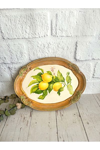 Bypinaryuksel Lemon Patterned Tray, Presentation Holder