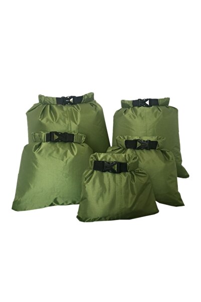 Aolikes حقيبة جافة مقاومة للماء مكونة من 5 قطع باللون الأخضر للتخييم والانجرا...