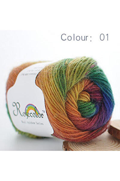 Choice 01 100% غزل صوف بألوان قوس قزح للحياكة اليدوية والكروشيه سماكة قطيفة خ...