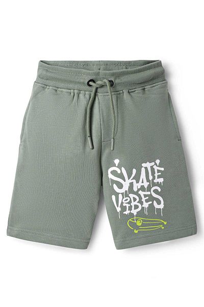Primo Gino 100% Cotton Knit Knee Length Shorts With Skating Print Pack Of 2 - Blue & Green