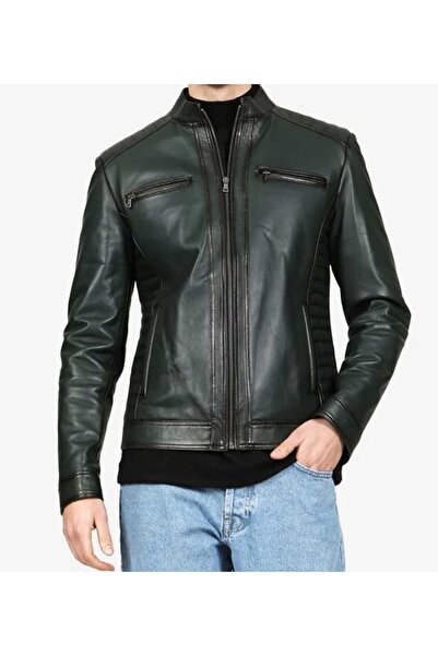 shop معطف رجالي من الجلد الطبيعي الرياضي بدون غطاء من جلد الخروف