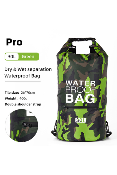 Choice 30L Green Pro 30L 15L Waterproof Dry Bags With Wet Separation Pocket B...