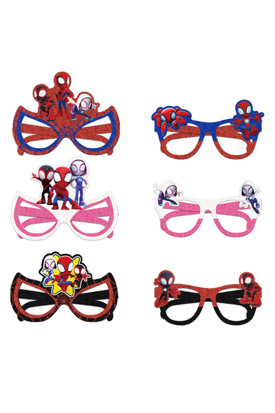 Miniso 12pcs Paper glasses Slap Bracelets Kids SpiderMan and His Friends Stamps Stickers Wristbands Fun Kid