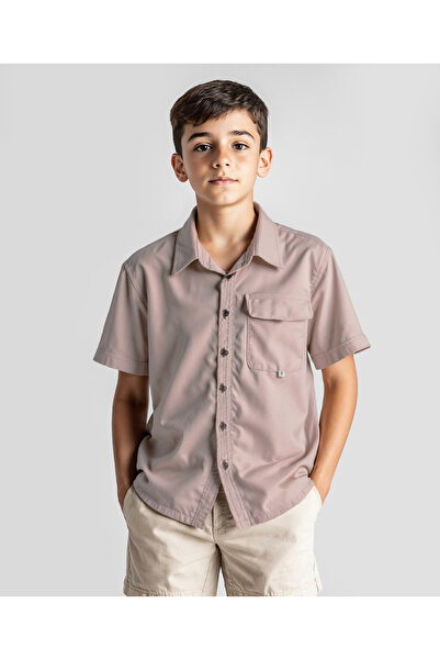 Pine kids Pine Kids Half Sleeves Solid Shirt - Beige