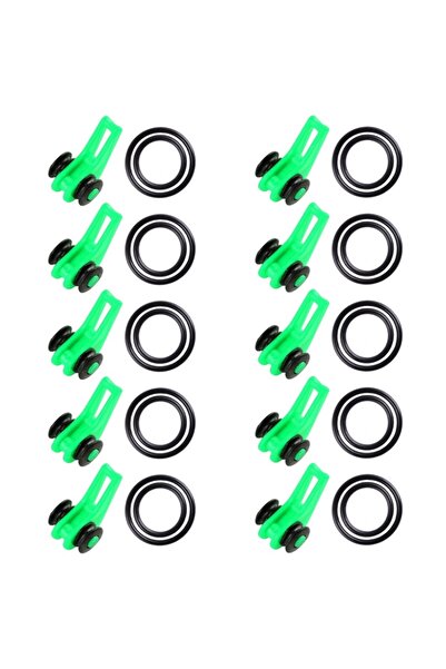 Choice 10 قطع خضراء 10 قطع/مجموعة حامل خطاف قضيب الصيد - حلقة سيليكون آمنة لت...