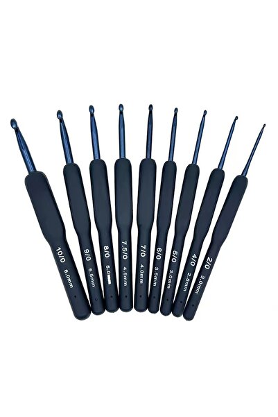 Choice مجموعة أدوات كروشيه زرقاء ناعمة مكونة من 9 قطع، مصنوعة من السيليكون غي...