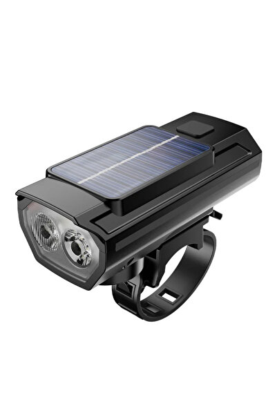 Choice مصباح دراجة يعمل بالطاقة الشمسية أسود مع بوق 120 ديسيبل من النوع C قاب...