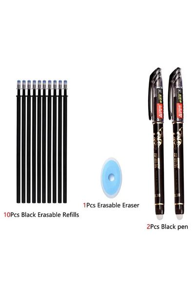 Choice 13pcs black set Erasable Gel Pen Set Ballpoint Pens Rod 0.5mm Refills Muti-Colors ink Washable Handl