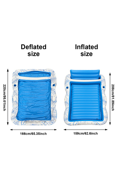 Choice Blue Inflatable Tanning Swimming Pool Lounge Chair, Large Beach Daylight Bath Floating Raft Daylight