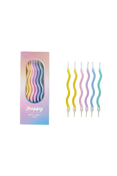 Choice 1Set Six Birthday Candles In Various Colors, Including Curved, Rotating, Spiral Cakes, For Baking