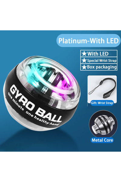 Choice كرة جيرو بلاتينيوم مزودة بمؤشر LED لتدريب المعصم وتقوية المعصم ومساعد ...