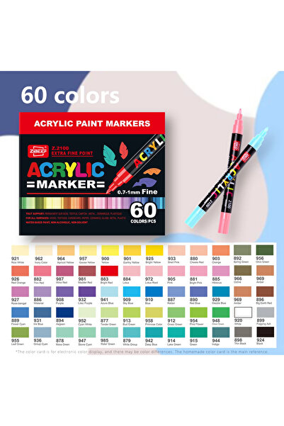 Choice 60 لونًا من أقلام تحديد طلاء الأكريليك، قلم طلاء أكريليك بطرف رفيع، مق...